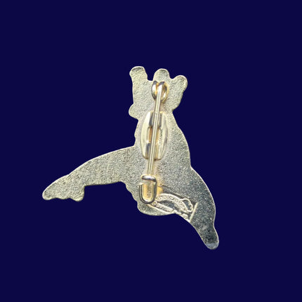 Vintage Rupert the Bear Riding a Dolphin Pin Badge Brooch