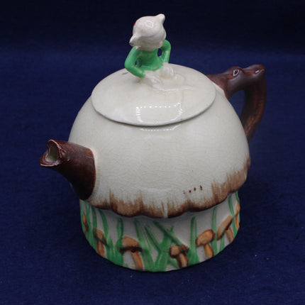 Vintage Suvesco crackle‑glaze mushroom cottage teapot