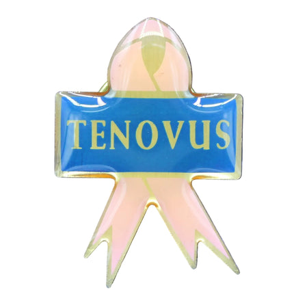 Pin with 'TENOVUS' on a blue textured background