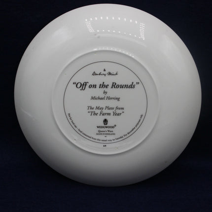 White ceramic plate with text on a black background