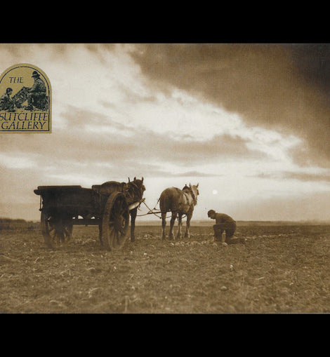 Sutcliffe print of two horses and a cart in a turnip field