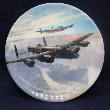 Decorative plate with artwork of airplanes flying in the sky
