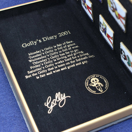 Golly's Diary 2001 with text and logo on a black background