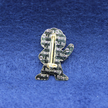 Rear of 1999 Robertsons Golly Brownie Badge Backstamped Robertson's