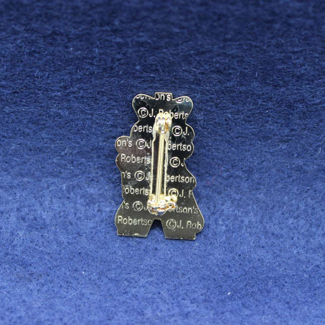 Robertson's backstamp on 1999 king golly pin badge