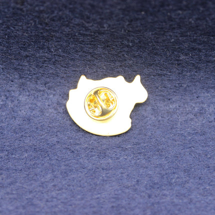 Vintage Hobgoblin beer enamel pin with fantasy character design.