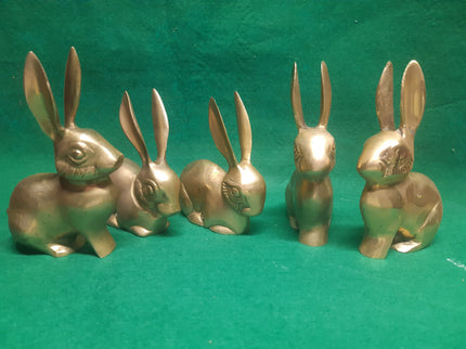 Vintage Brass Set of Rabbits
