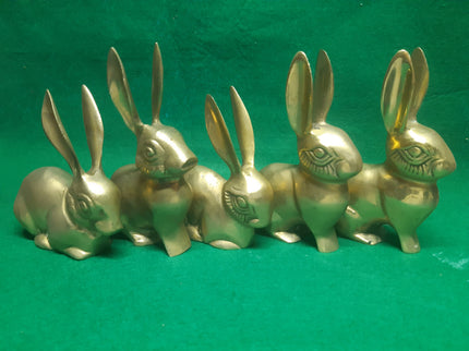 Set of solid brass rabbits