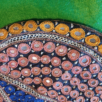 Vintage Hand‑Embroidered Bharat Bag – Wooden Handle