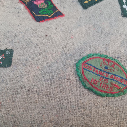 Vintage 1970's Cub Scout Boy Scout Shirt, Cap, Beret and Blanket with Badges