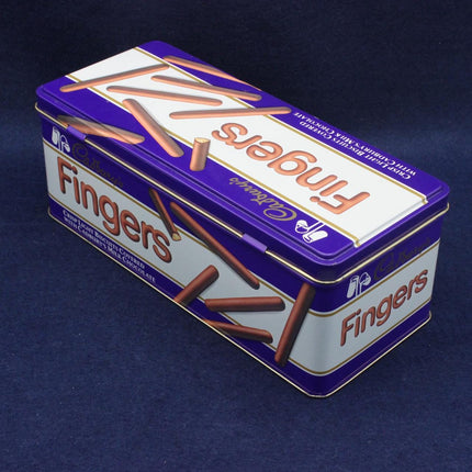 Purple and white coloured Cadbury's Biscuit Tin