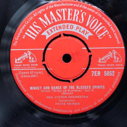 Record label with 'His Master's Voice' branding on a vinyl record
