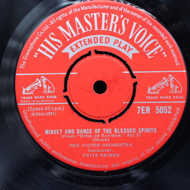 Record label with 'His Master's Voice' branding on a vinyl record