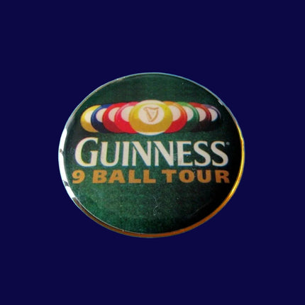 Guinness Enamel Badge – 9‑Ball Tour – Vintage Brewery & Pool Collectible