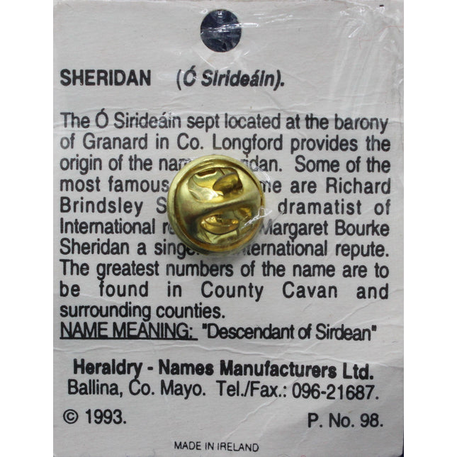 Gold button with a label on a dark blue background