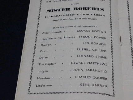 1950 London Coliseum Theatre “Mister Roberts” Programme Signed by Tyrone Power